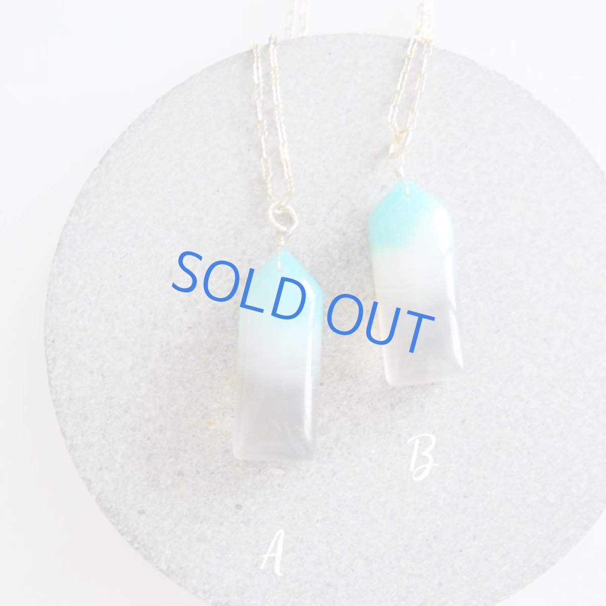 画像2: 【お届けB】青い屋根のおうち　ブルーストライプアゲート　14KGFネックレス50cm (2)