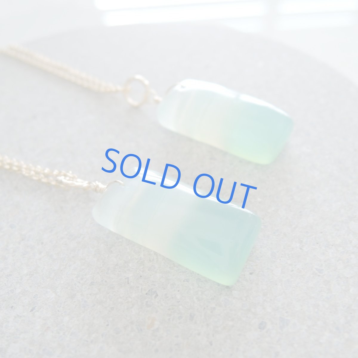 画像4: ミントグリーン ブルーストライプアゲート 14KGFネックレス50cm (4)