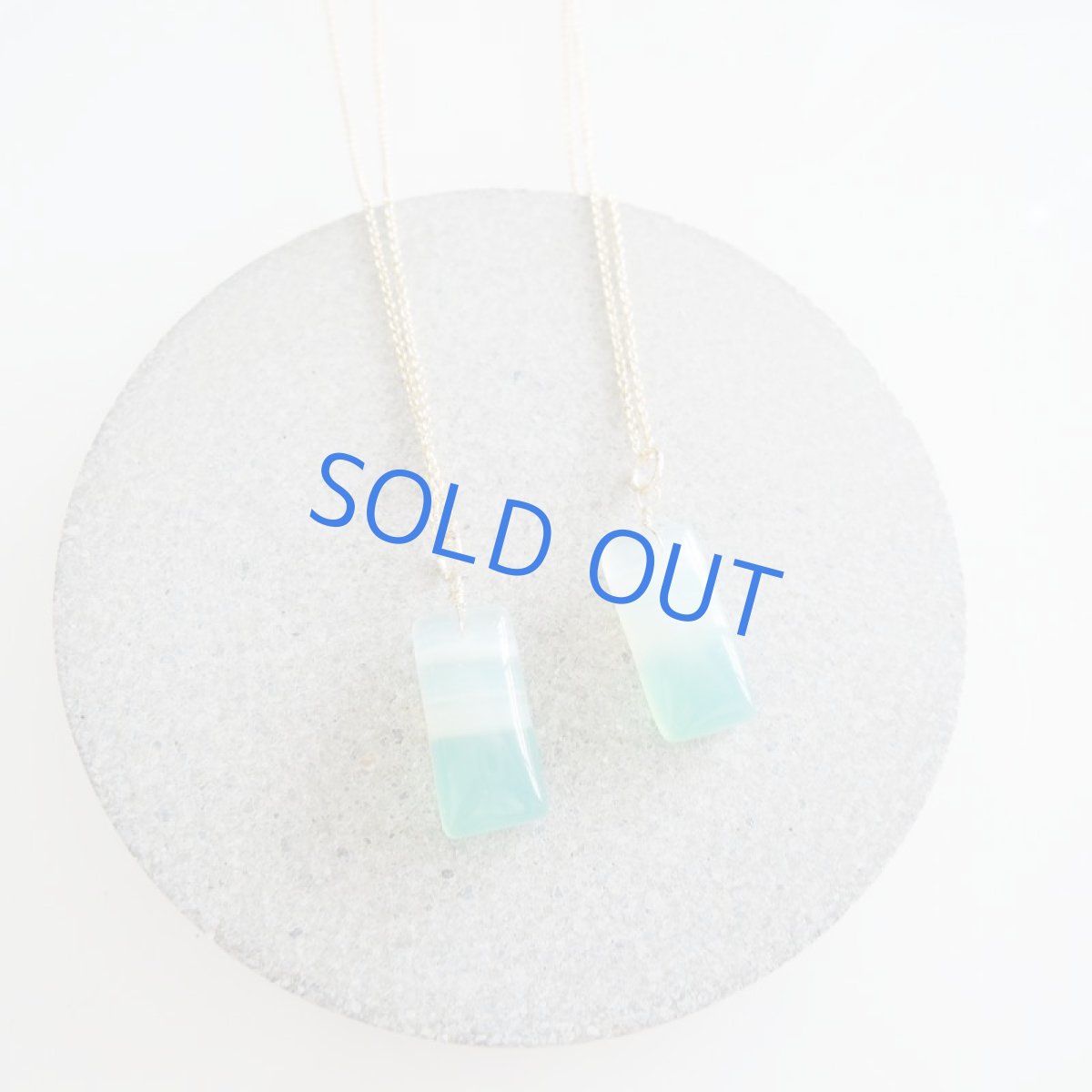 画像3: ミントグリーン ブルーストライプアゲート 14KGFネックレス50cm (3)