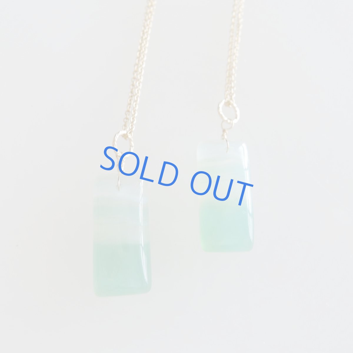 画像2: ミントグリーン ブルーストライプアゲート 14KGFネックレス50cm (2)