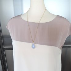 画像5: 【1点もの】超大粒　天然ブルーカルセドニー　滴型　vintageチェーン約60cm (5)