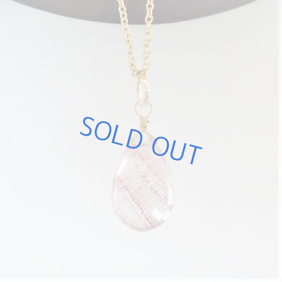 画像2: 【1点もの・レッドB】AAAエレスチャルクォーツ　ペアシェイプ　14kgfチェーンネックレス  (2)