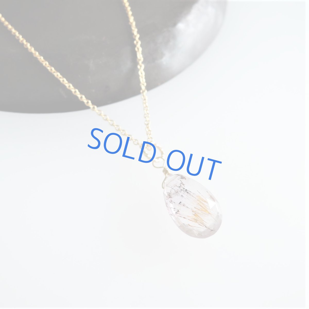 画像2: 【1点もの・パープルオレンジD】AAAエレスチャルクォーツ　ペアシェイプ　14kgfチェーンネックレス  (2)