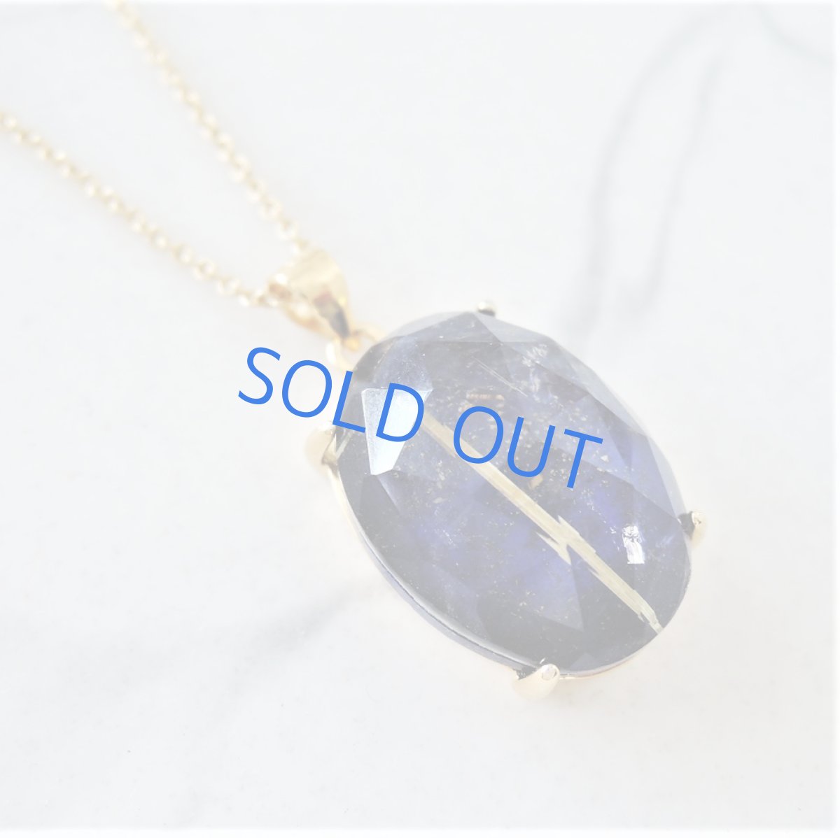 画像4: 【1点もの・LA】閃光タイチンルチル　夜空ラピスラズリ　カボション　約50cm　14kgfネックレス (4)