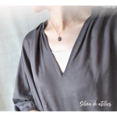 画像7: 半額SALE【限定数のみ・M】ブラックサンストーン　スムースペアシェイプ　サージカルステンレス40cmネックレス (7)