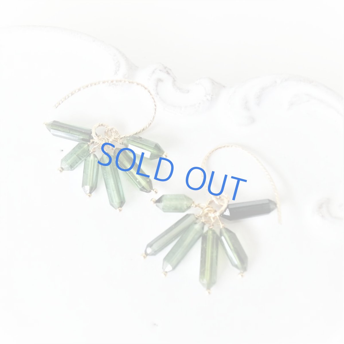 画像6: 【在庫僅少】グリーントルマリン　結晶チューブ　14kgfグリッターフープフックピアス  (6)