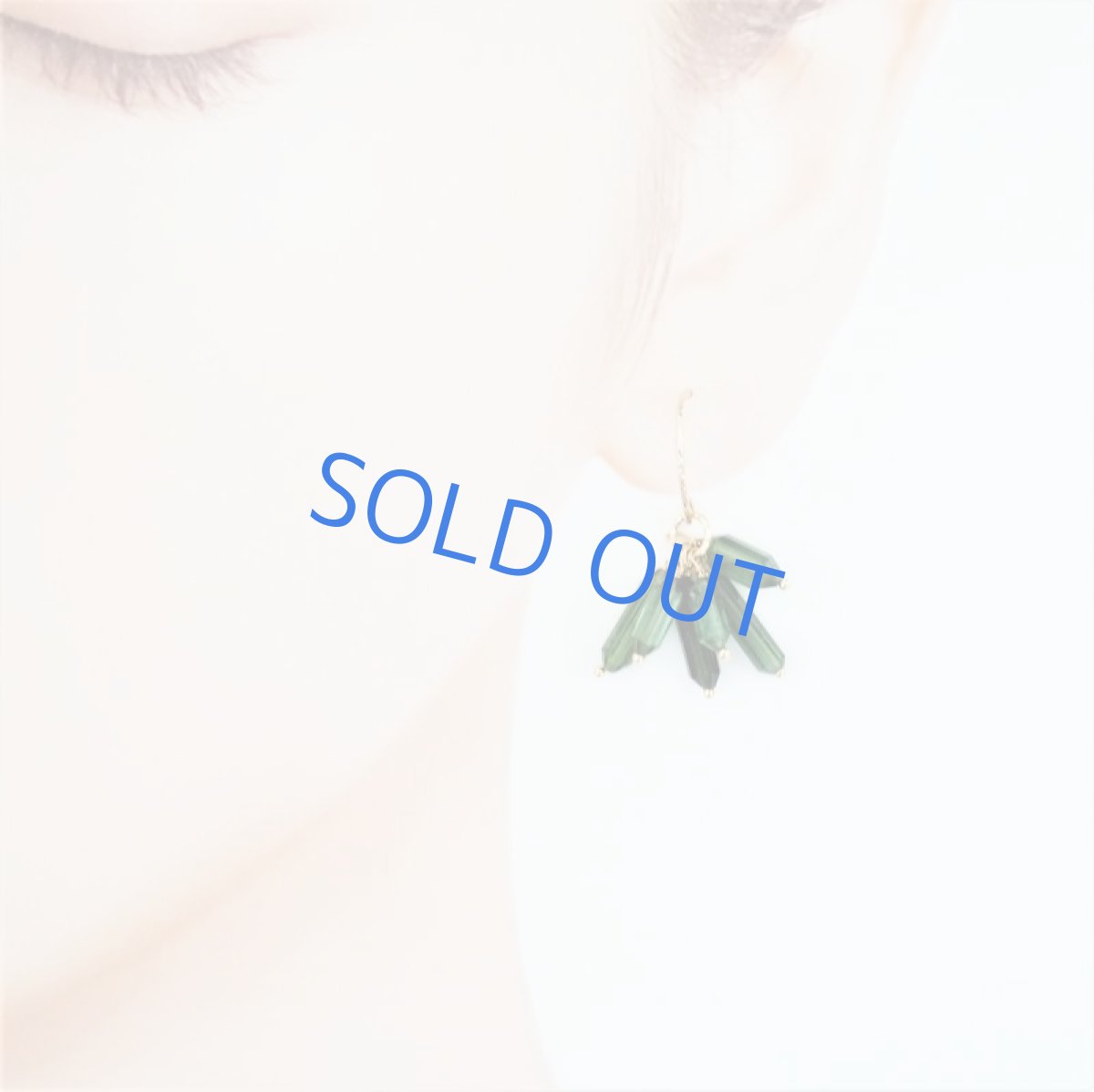 画像7: 【在庫僅少】グリーントルマリン　結晶チューブ　14kgfグリッターフープフックピアス  (7)