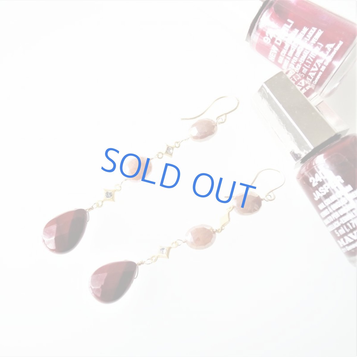 画像2: 【イヤリング変更可・残り1】ベージュムーンストーン　＆　ムーアカイト　14kgfフックピアス  (2)