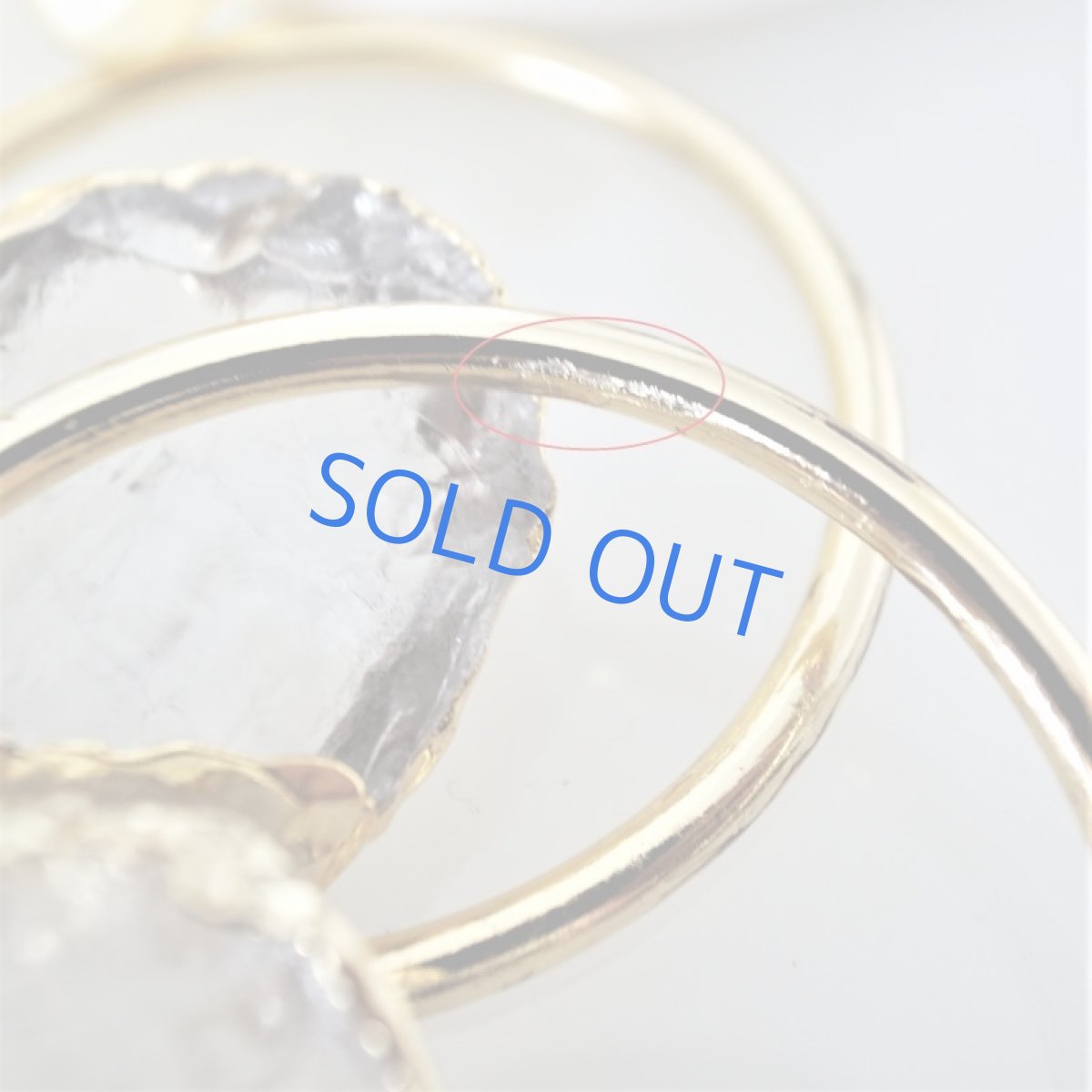 画像4: 半額SALE【残り2・コードSLECT】クリスタル　ラフロック　ゴールデンサークル　革コードネックレス約85cm (4)