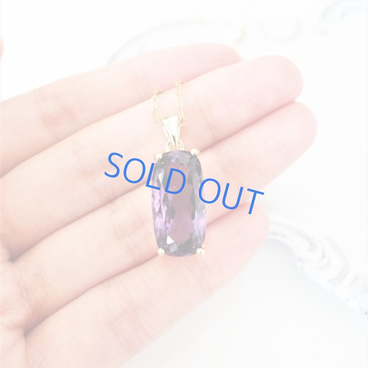 画像2: 【1点もの・四角B】大粒　宝石用ルース　アメジスト　トライアングルジェム　50cm14kgfネックレス (2)