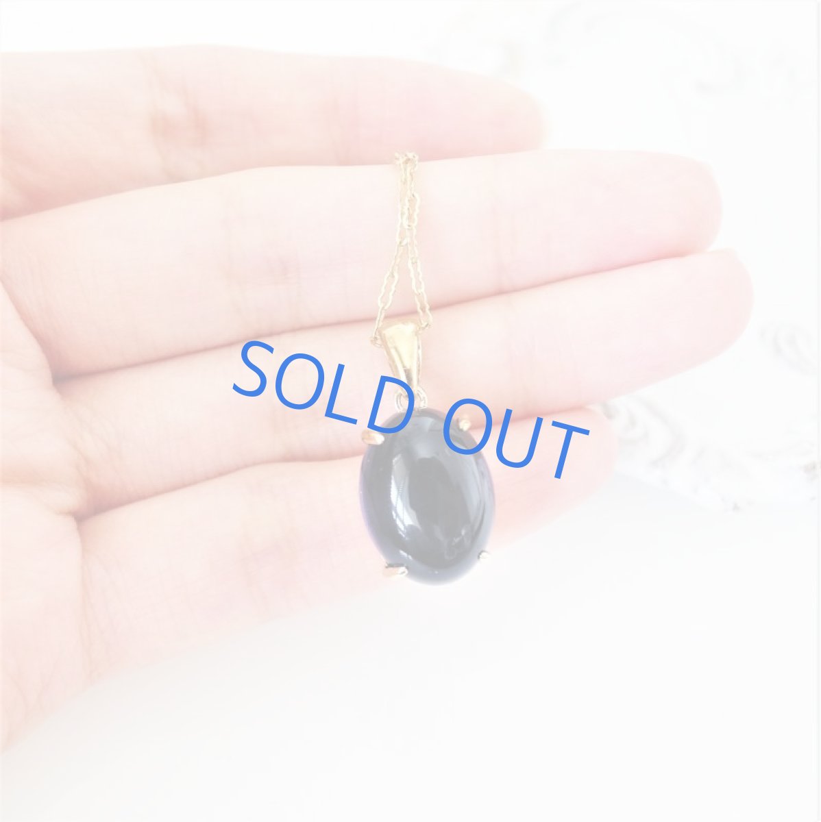 画像6: 【1点もの】飛行石ブルー！　超大粒　ブルーアンバー　カボション　14kgf約50cmチェーンネックレス (6)