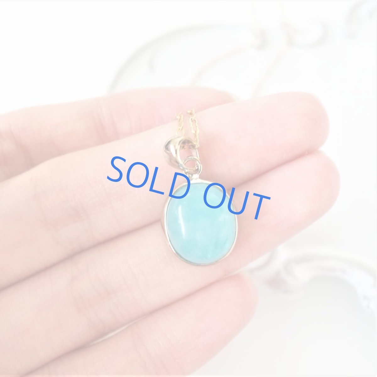 画像5: 【残り2】希少石！ウイグル産　ネオンブルーアマゾナイト（ホープストーン）　ペンダント　14kgfネックレス約50cm (5)