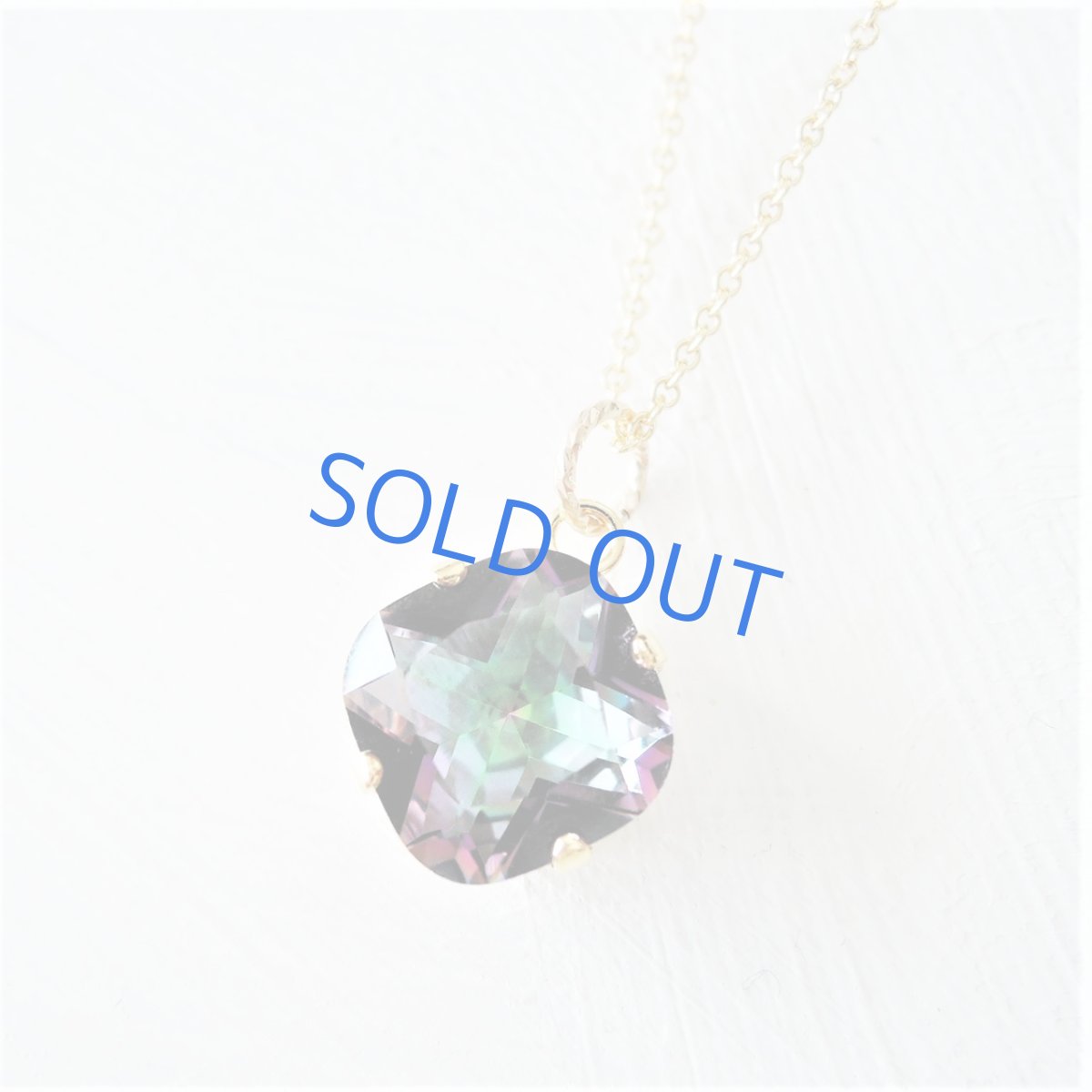 画像2: 残り1　大粒スクエア12mm　ミスティッククォーツ　14kgfネックレス40cm (2)