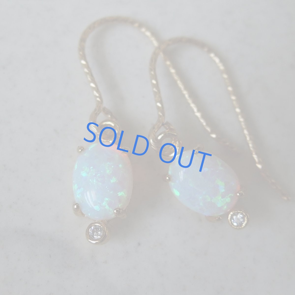 画像6: 【残り1・イヤリング変更可】オパールガラス　ミニジルコニア付　14KGFフックピアス (6)