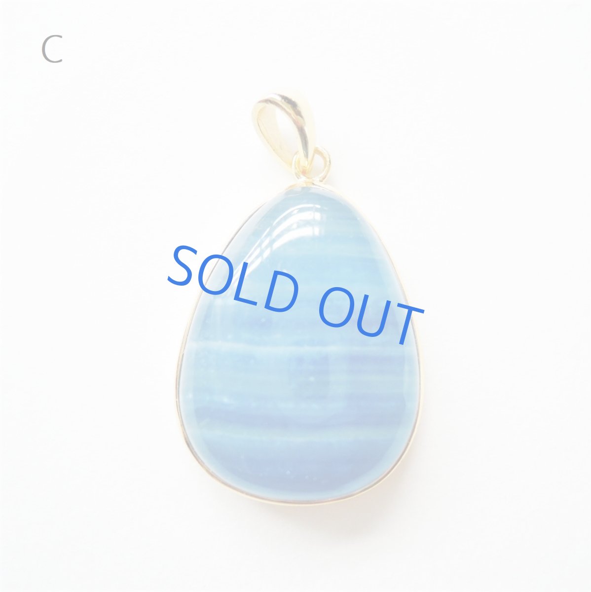 画像8: 【お届け粒D】天然ストライプ　超大粒　カルサイト　フレーム　革コードネックレス約85cm (8)