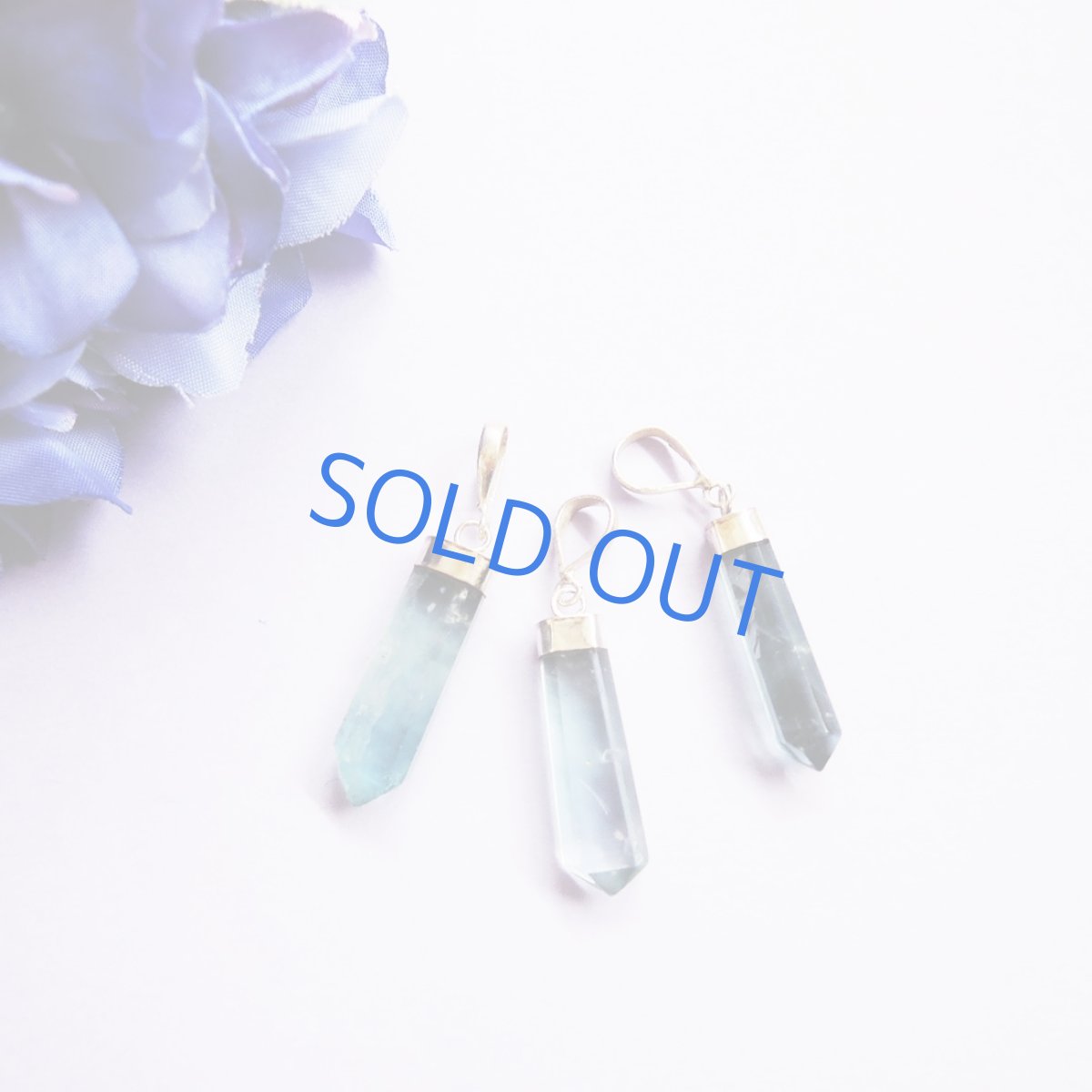 画像10: 【残りBのみ】ブルーフローライト　チューブ結晶　サージカルステンレスシルバー45cm (10)