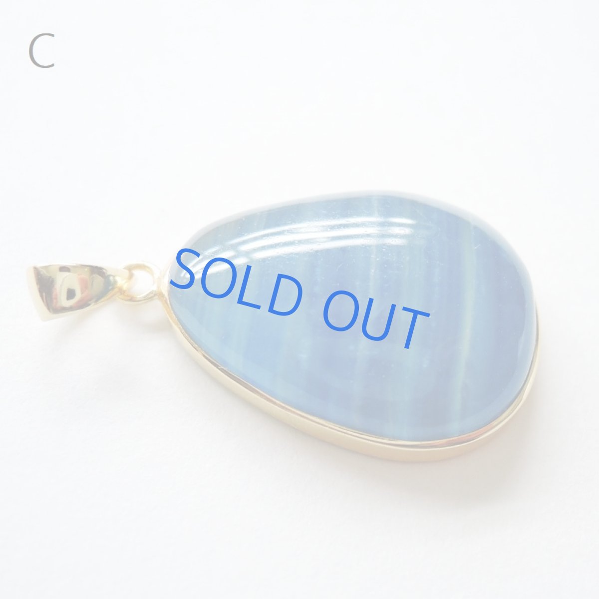 画像10: 【お届け粒D】天然ストライプ　超大粒　カルサイト　フレーム　革コードネックレス約85cm (10)