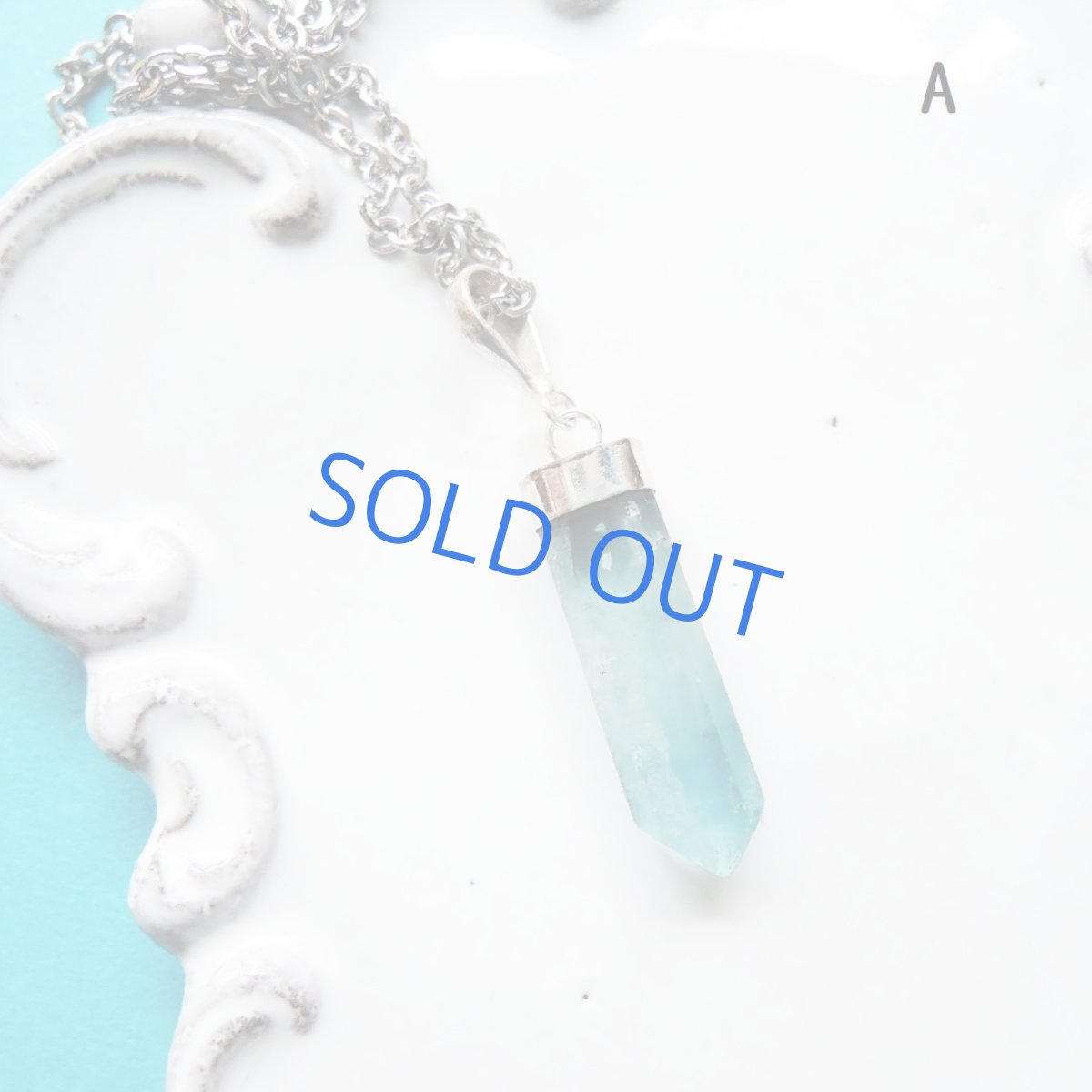 画像3: 【残りBのみ】ブルーフローライト　チューブ結晶　サージカルステンレスシルバー45cm (3)