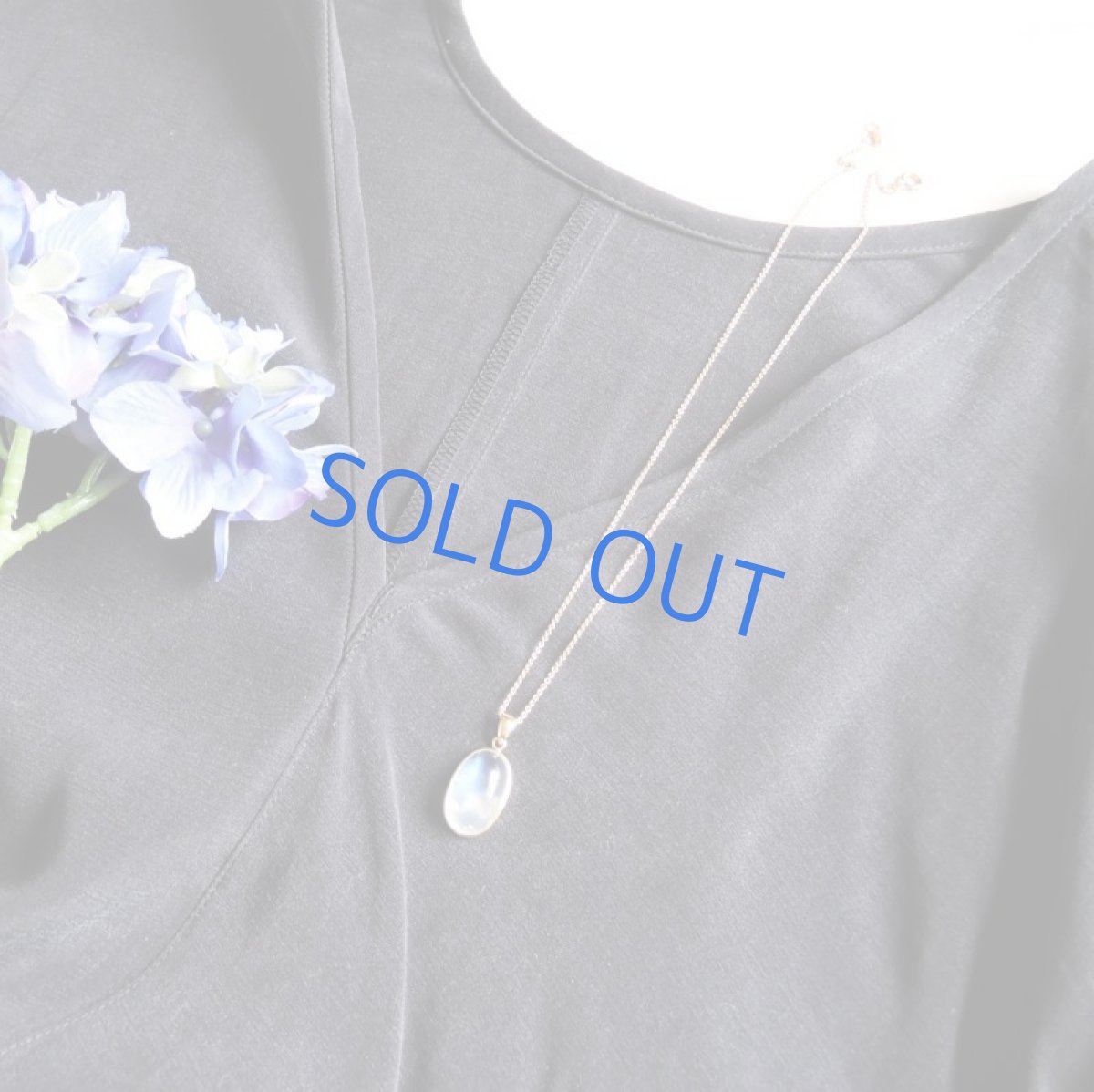 画像8: 【1点もの・オーバルF】AAA　ロイヤルブルームーンストーン（ペリステライト）　カボションフレーム　14KGFネックレス50cm (8)