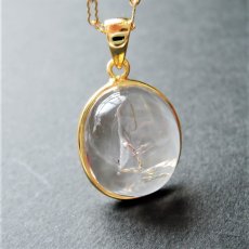 画像1: 【1点もの・C】希少石！水入り水晶（クリスタル）　ペンダントネックレス　14KGFネックレス50cm (1)
