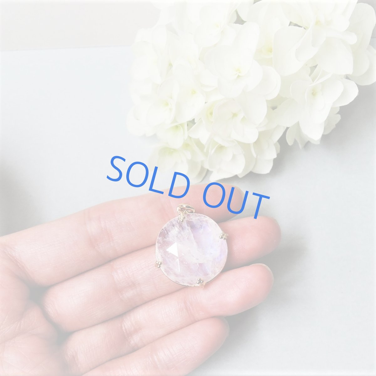 画像5: 【1点もの・フルムーンI】飾り爪セット AAA+ レインボームーンストーン ルース 14KGFネックレス50センチ (5)