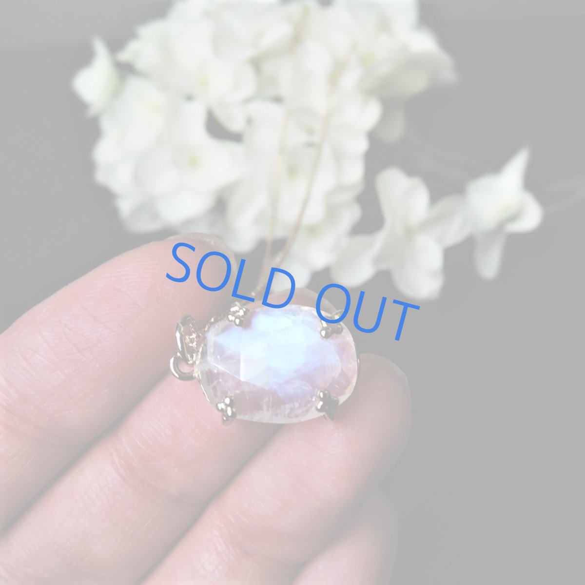 画像4: 【1点もの・オーバルA】飾り爪セット　AAA+　レインボームーンストーン　ルース　14KGFネックレス40センチ (4)