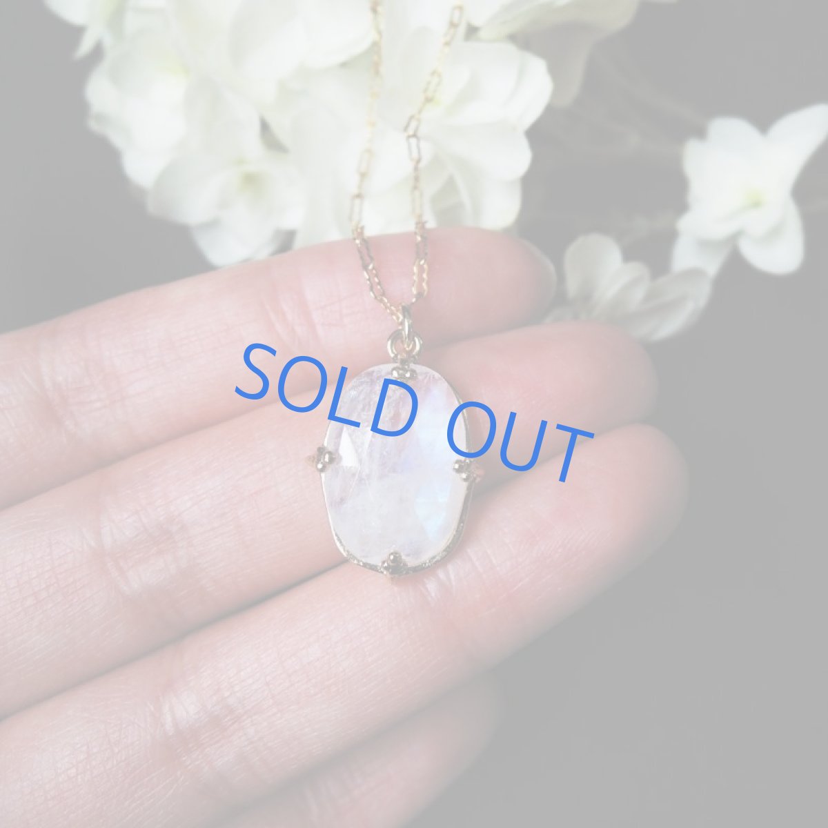 画像4: 【1点もの・オーバルE】飾り爪セット　AAA+　レインボームーンストーン　ルース　14KGFネックレス50センチ (4)