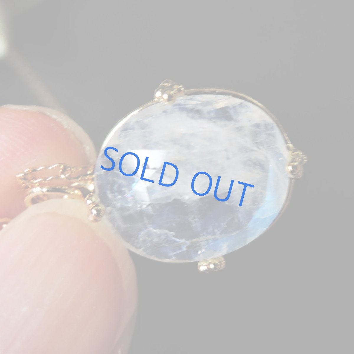 画像6: 【1点もの・オーバルD】飾り爪セット　AAA+　レインボームーンストーン　ルース　14KGFネックレス50センチ (6)