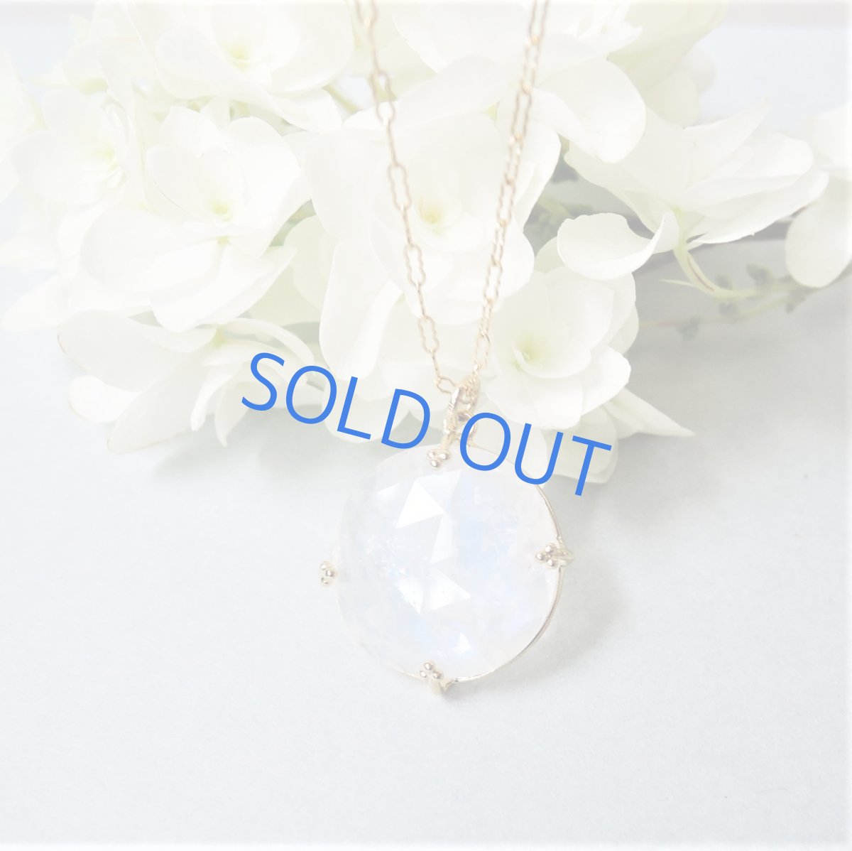 画像2: 【1点もの・フルムーンI】飾り爪セット AAA+ レインボームーンストーン ルース 14KGFネックレス50センチ (2)