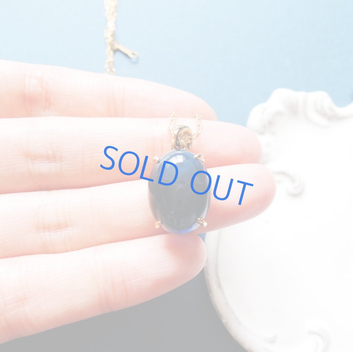 画像3: 【限定１】飛行石ブルー！　大粒ブルーアンバー　カボション　14KGFネックレス50cm (3)