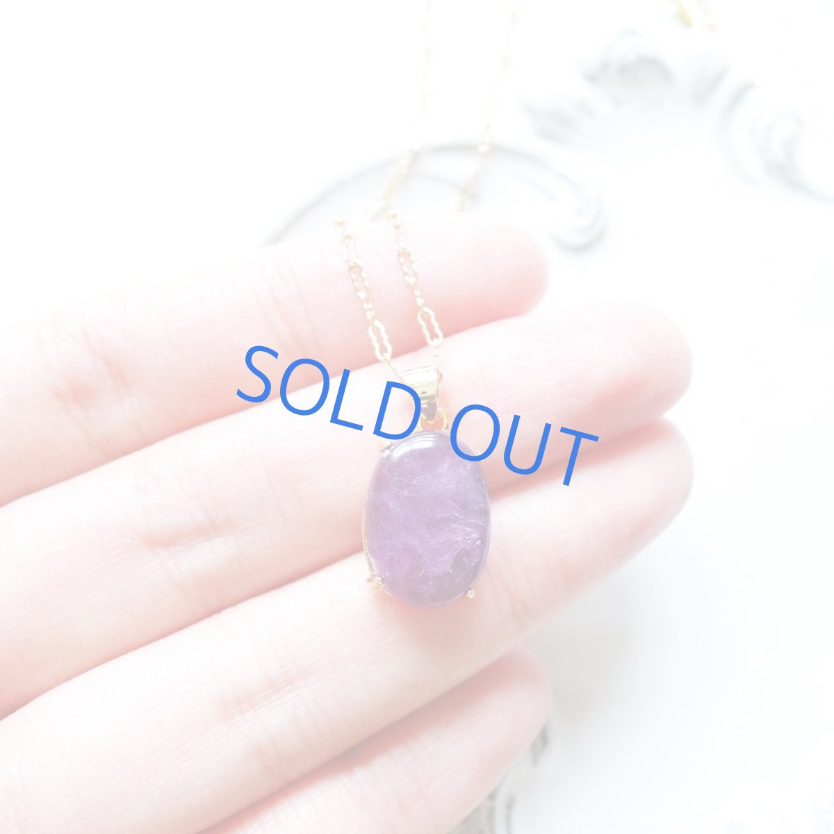 画像2: 【限定1】13thAnniv,　パープルフローライトカボション　ネックレス14kgf50cm (2)