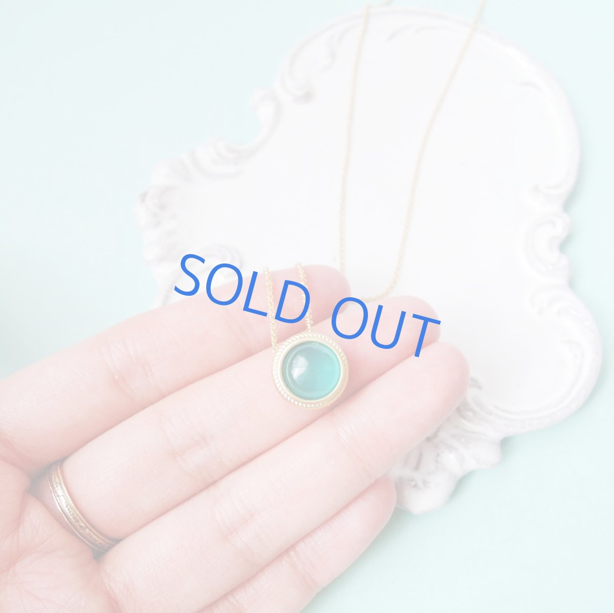 画像5:  【限定3】ネオンブルーアマゾナイト ラウンド フレーム 14KGF40cmネックレス (5)