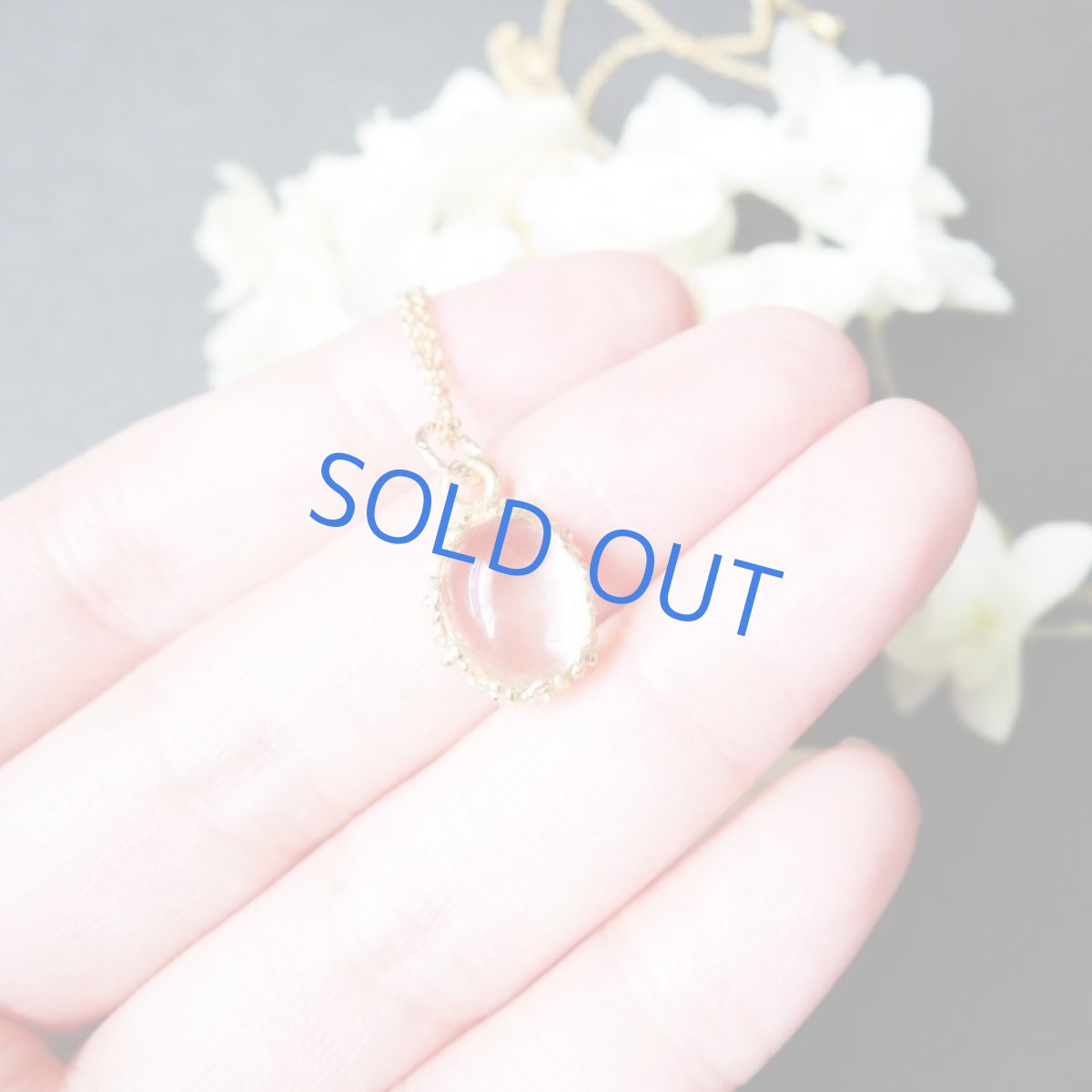 画像3: 【残り1】フラワーフレーム　クリスタル　オーバルカボション　ネックレスサージカルステンレス40cm (3)