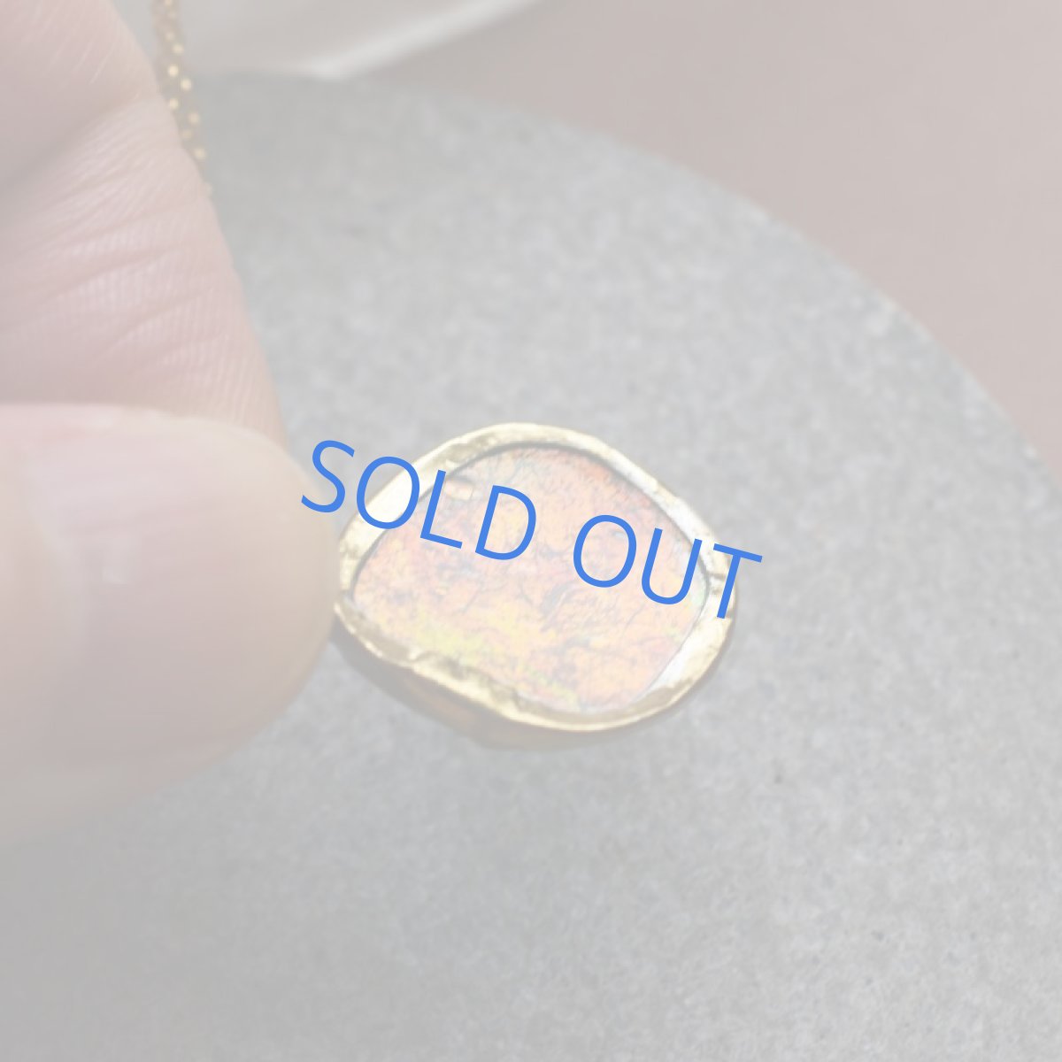 画像2: 【1点もの・D】希少！　古代ローマングラス　フレームペンダント　14kgf約50cmチェーンネックレス (2)