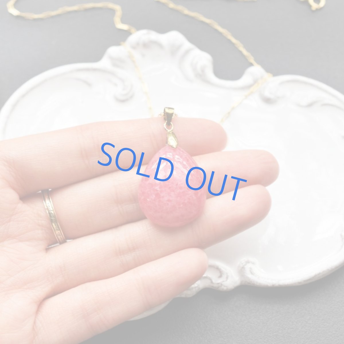 画像5: 【1点もの・A】大粒 ブラジル産ロードナイト(薔薇石) フリーフォーム 14KGFデザイン50cmネックレス (5)