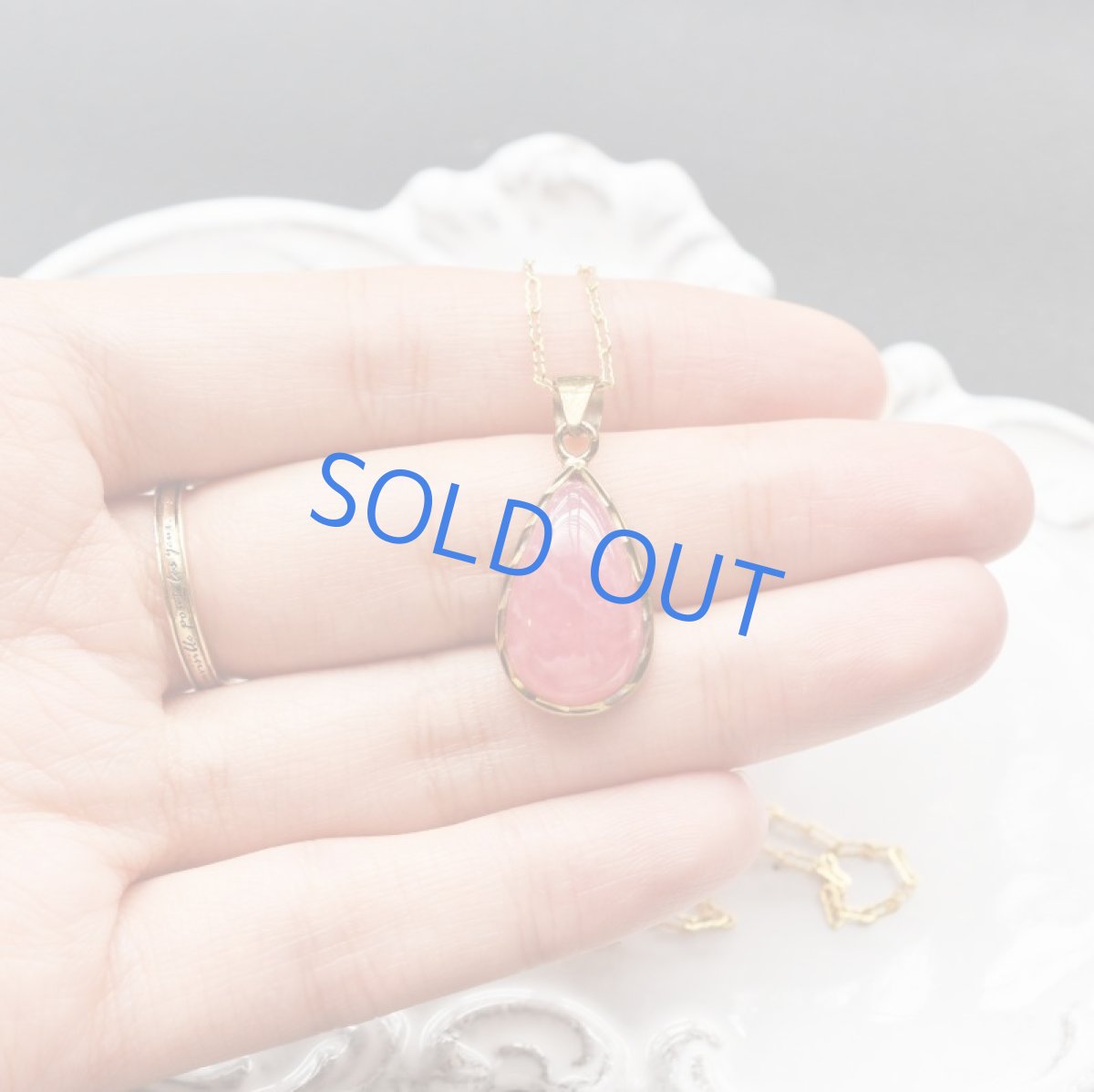 画像5: 【1点もの・C】大粒　アルゼンチン産インカローズ　カボション　14KGFデザイン50cmネックレス (5)