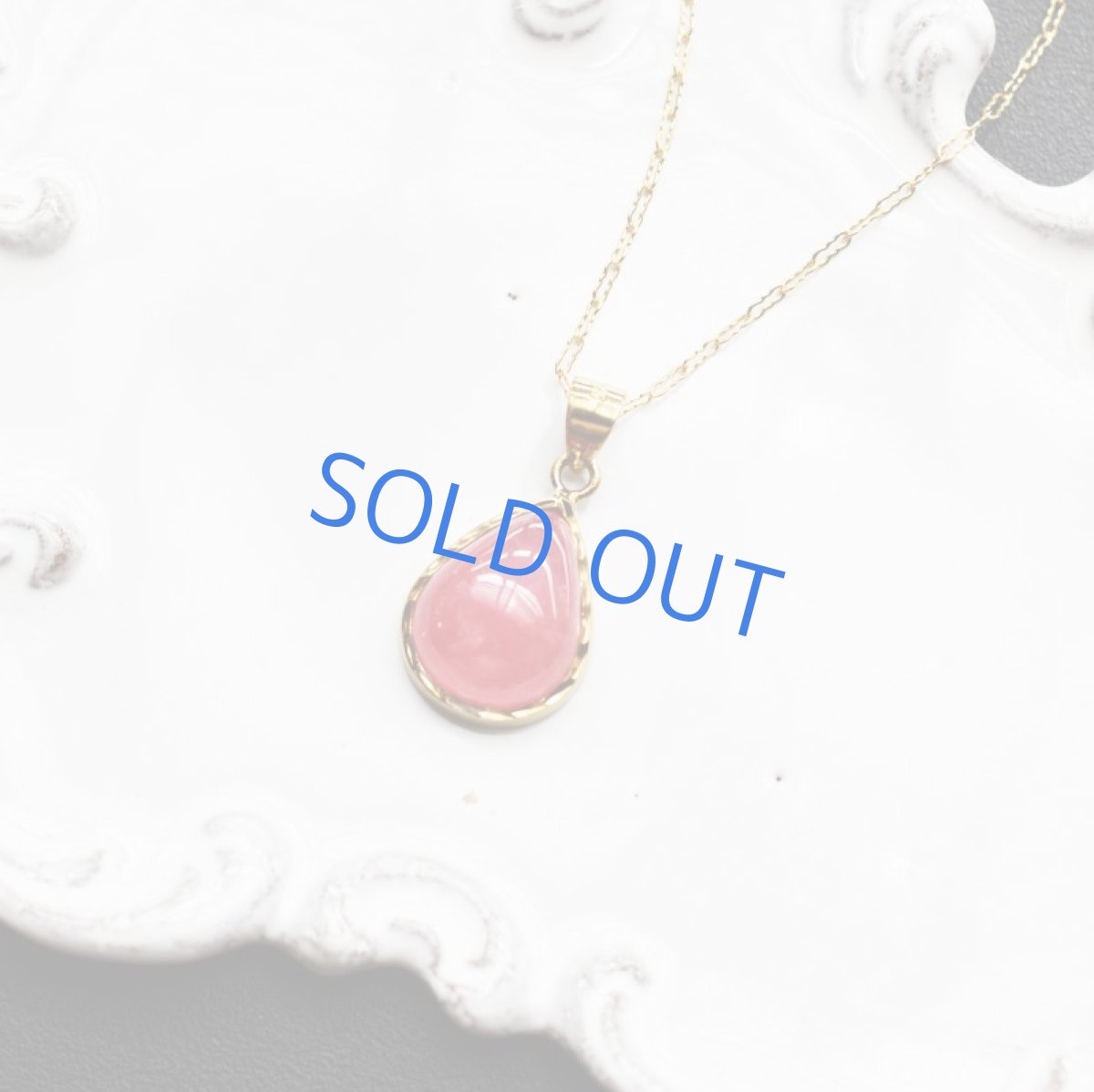 画像2: 【1点もの・B】大粒 アルゼンチン産インカローズ カボション 14KGFデザイン50cmネックレス (2)