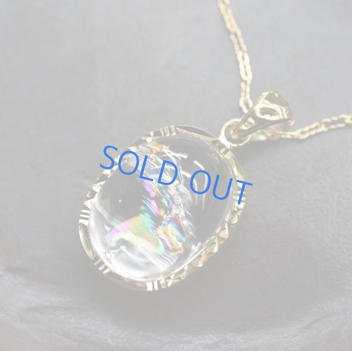 画像5: 【1点もの・オーバルB】幸運を呼ぶ虹色 アイリスクォーツ カボション フレーム 14kgf約50cmチェーンネックレス (5)