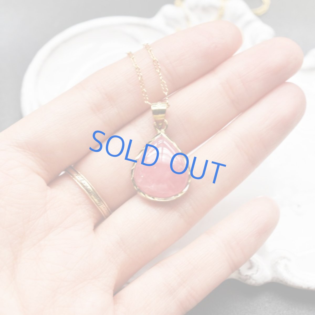 画像6: 【1点もの・A】大粒 アルゼンチン産インカローズ カボション 14KGFデザイン50cmネックレス (6)