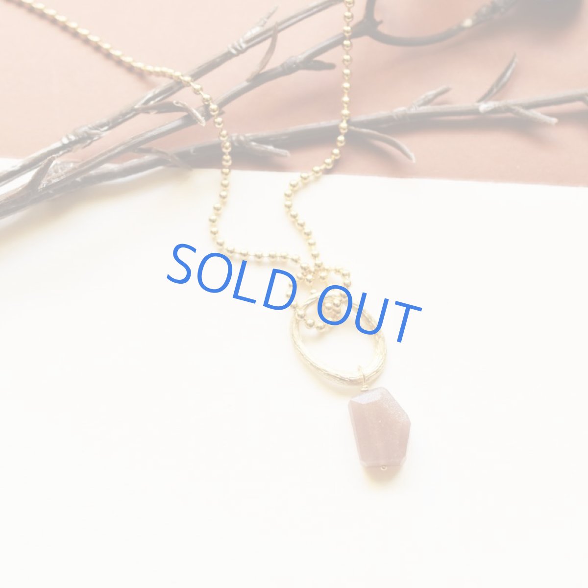 画像5: 【1点もの】オレンジムーンストーンタンブル ゴールドボールチェーン約72+5cm (5)