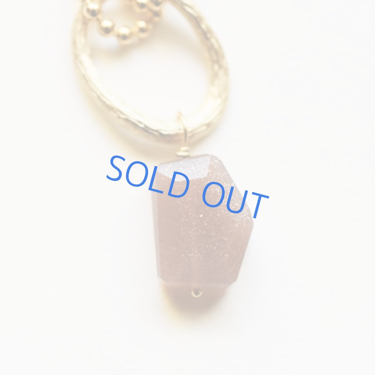 画像2: 【1点もの】オレンジムーンストーンタンブル ゴールドボールチェーン約72+5cm (2)