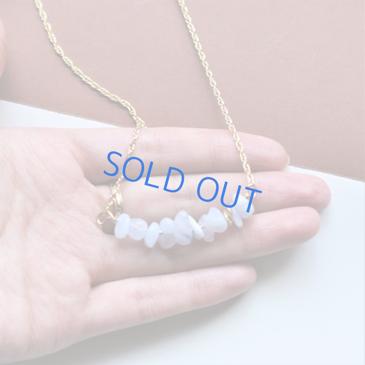 画像3: 【1点もの】ブルーレースアゲートタンブルライン ゴールドチェーン約70+5cm (3)