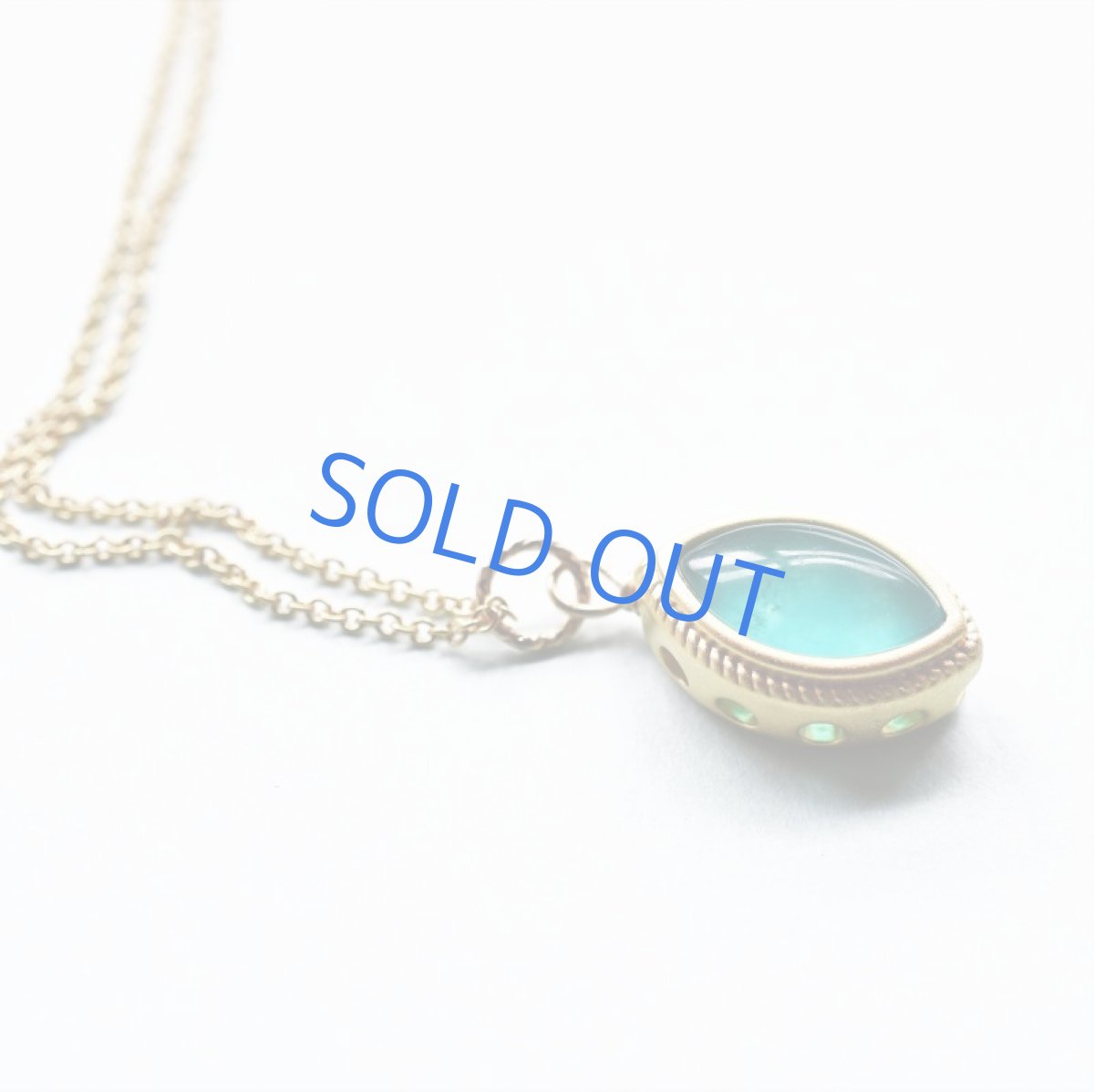 画像3:  【残り1】ネオンブルーアマゾナイト マーキス フレーム 14KGF40cmネックレス (3)