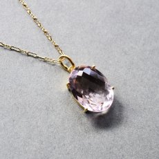 画像4:  【1点もの・Cオーバル】超大粒　宝石用ルース　ピンクアメジスト　14KGF50cmネックレス (4)
