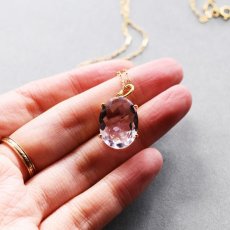 画像5:  【1点もの・Cオーバル】超大粒　宝石用ルース　ピンクアメジスト　14KGF50cmネックレス (5)