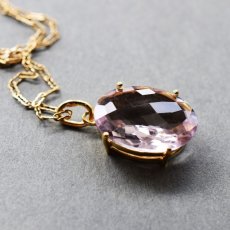 画像1:  【1点もの・Cオーバル】超大粒　宝石用ルース　ピンクアメジスト　14KGF50cmネックレス (1)