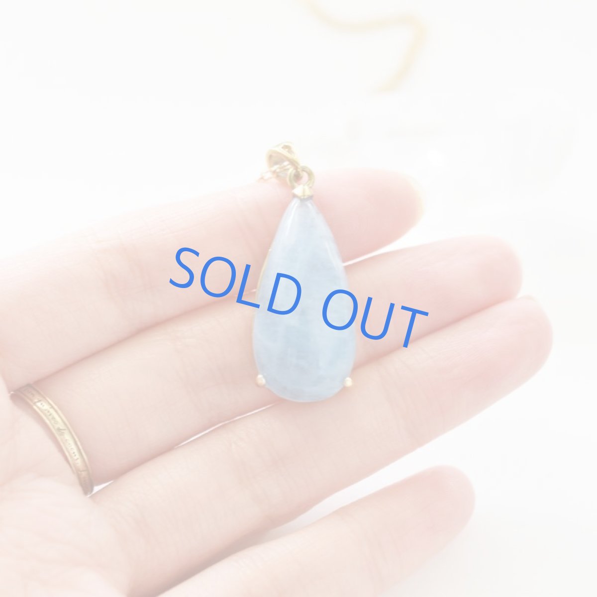 画像3: 【1点もの・細長ペアB】超大粒 ダークブルーカラー アクアマリン ペンダント 14kgfネックレス50cm  (3)