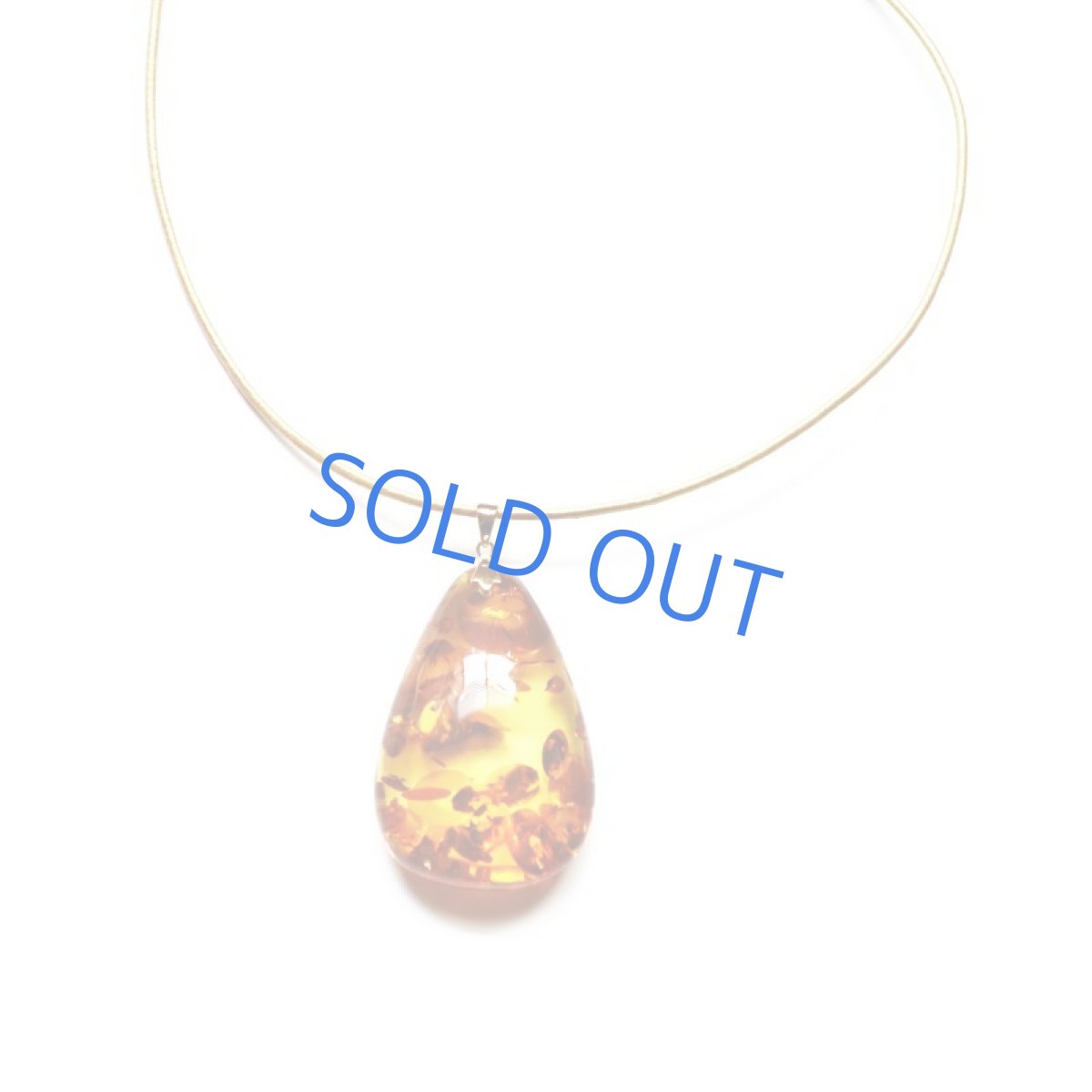 画像5:  【1点もの】超大粒! クラックアンバー 革コード約80cmネックレス (5)