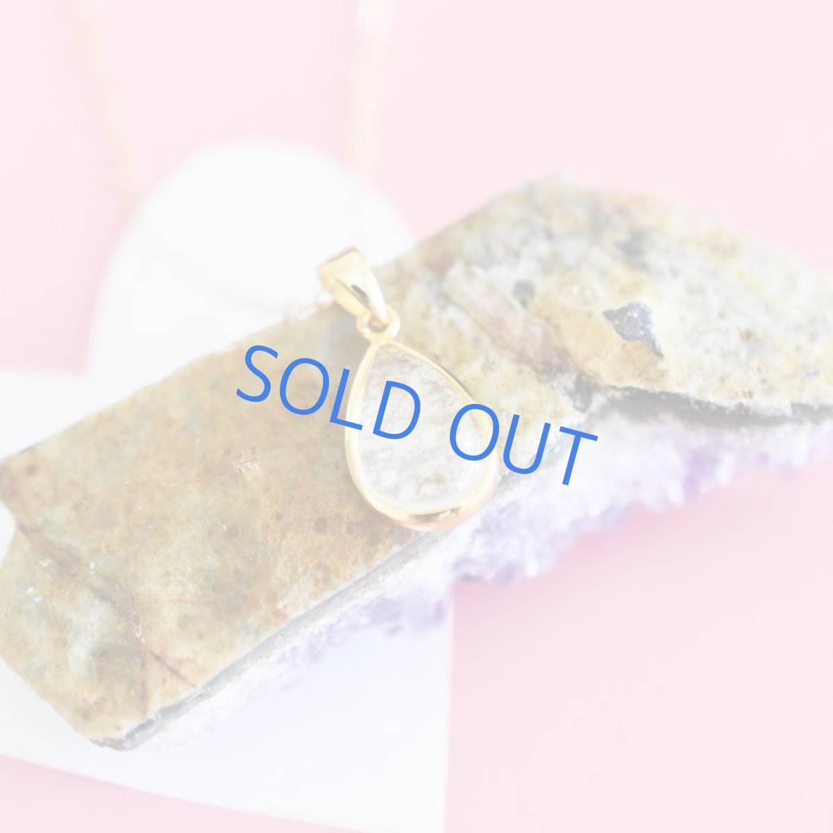 画像4:  【1点もの・ティアE】希少! リビアンデザートグラス ペンダントネックレス 14KGFネックレス50cm (4)