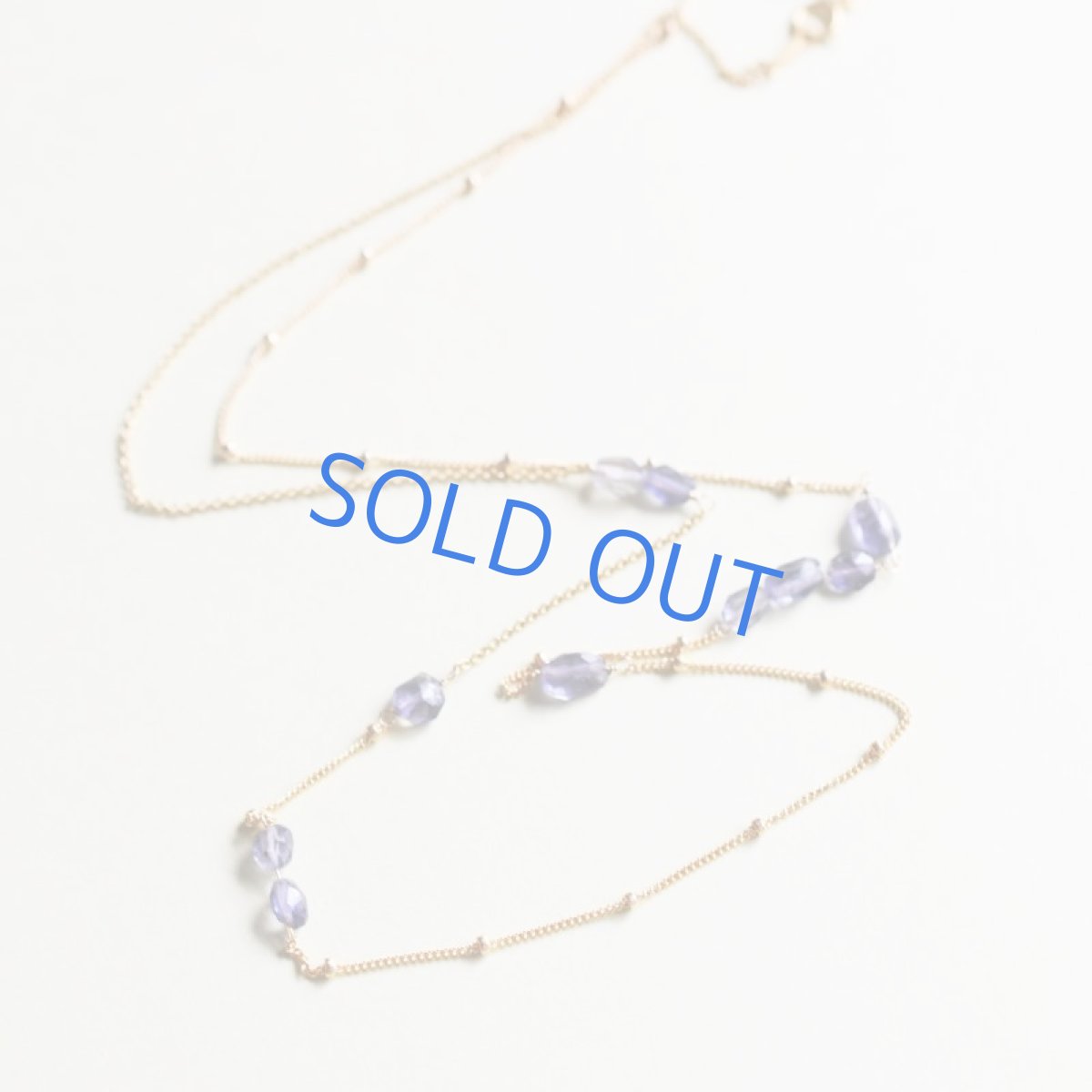 画像3:  【限定1】アシンメトリー アイオライトタンブル 14KGFロングネックレス (3)